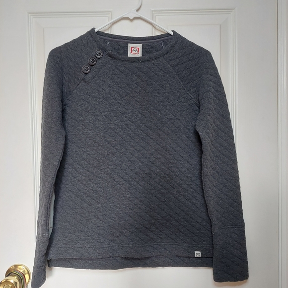 Avalanche Grey Quilted Button Cuff Crewneck Sweatshirt Outdoor Minimalist Size S - Picture 1 of 16